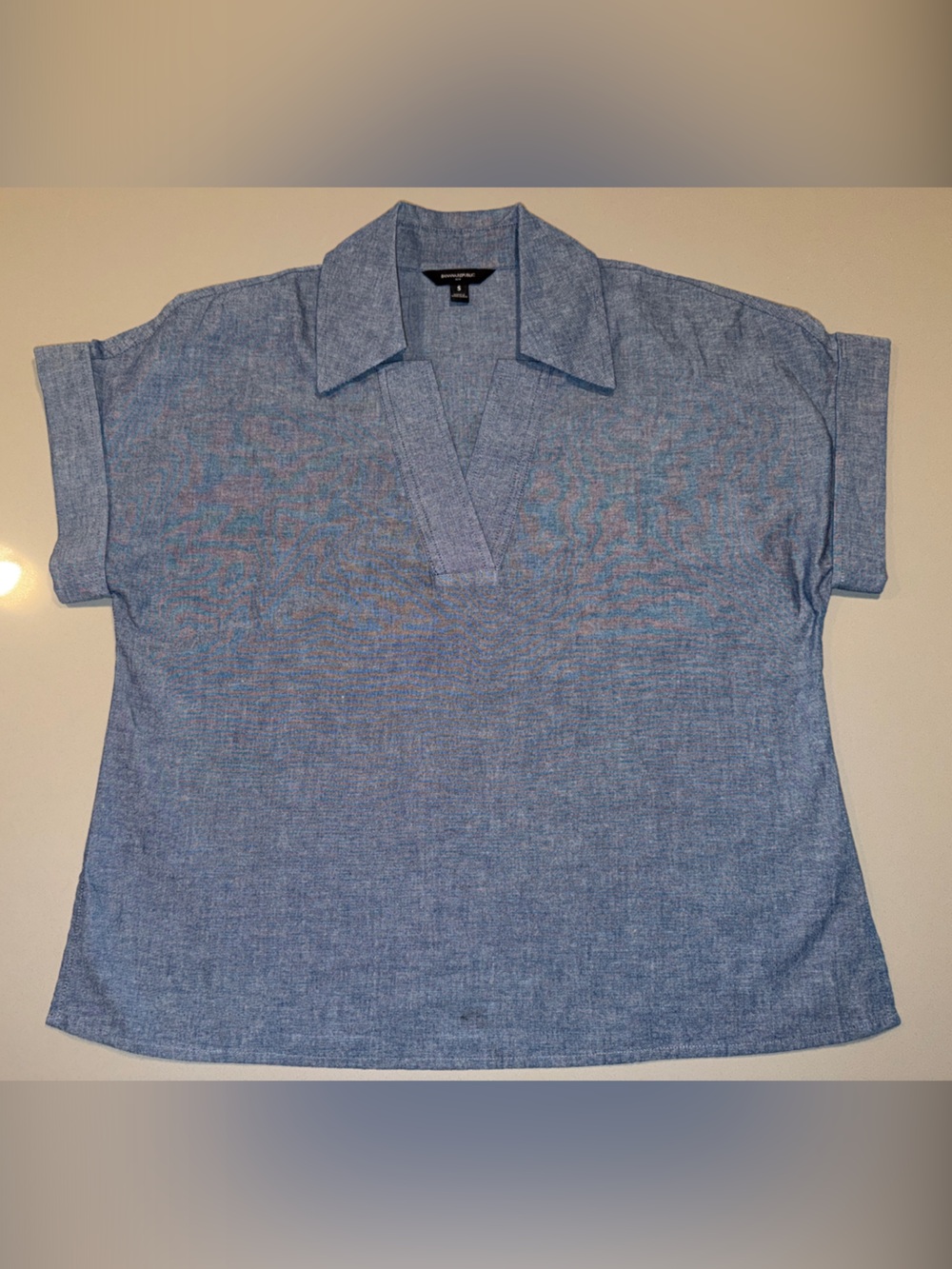 Banana Republic Light Blue Short Sleeve Polo Knit Top